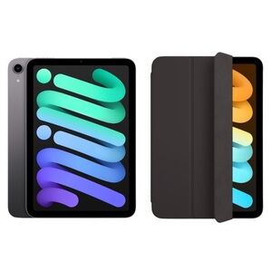 iPad mini Wi-Fi 64GB in Space Gray (6th Gen) w/ Smart Folio in Black - NEW